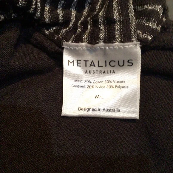 Metalicus, Black Knitted Tunic with Silver Stripes, Size M-L - Picture 6 of 6